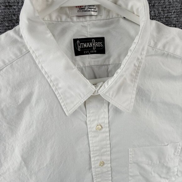 Gitman Bros Pinpoint TTX Cotton Oxford Point Large White Long Sleeve Solid Mens - Picture 2 of 13